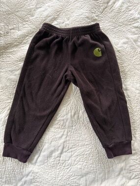 Carhartt Kids Dark Brown Fleece Joggers with Lime Logo